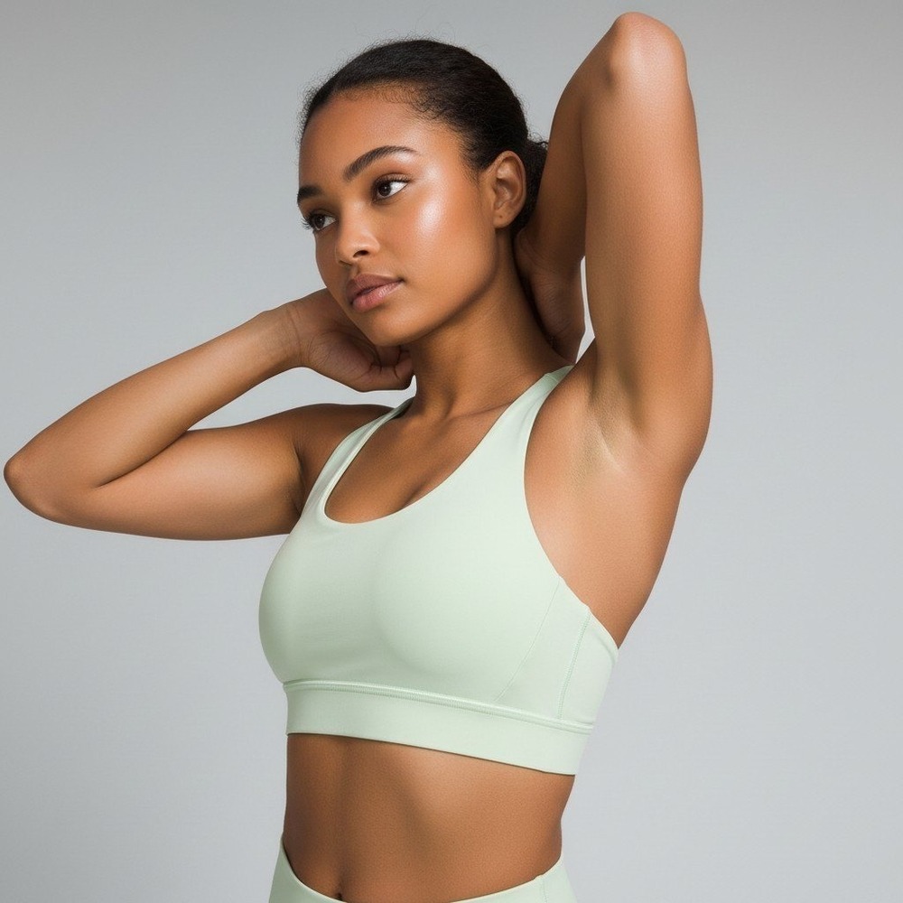 Lululemon Racerback Sports Bra Pale Lime Green Mesh Back Activewear